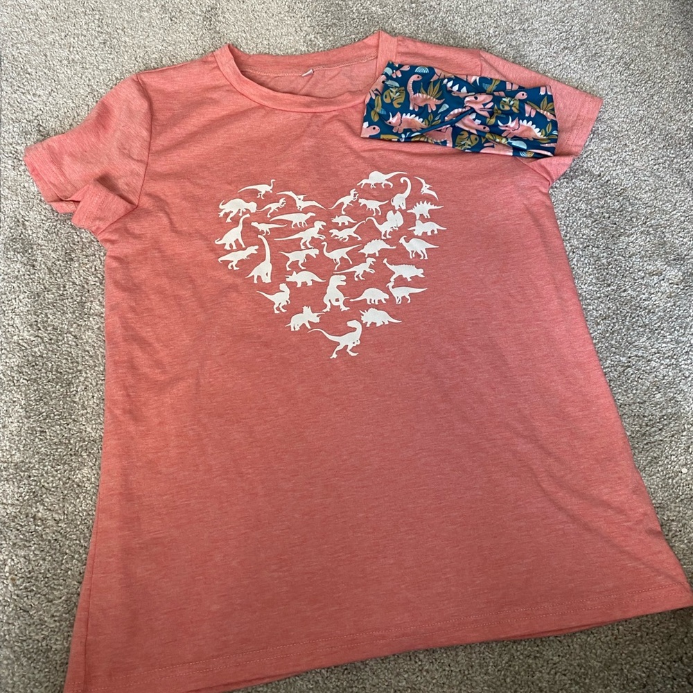 Dino heart shirt and headband womens small